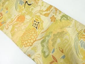 アンティーク　鼓に鶴・宝尽くし模様織出し丸帯（材料）